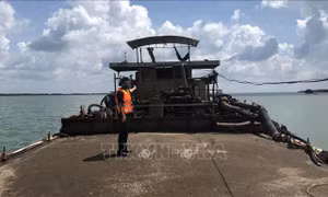 Phát hiện 2 sà lan vận chuyển cát trái phép trên vùng biển Cần Giờ