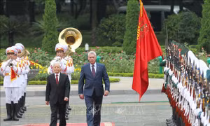 Lễ đón Chủ tịch Cuba Miguel Díaz-Canel thăm hữu nghị chính thức Việt Nam