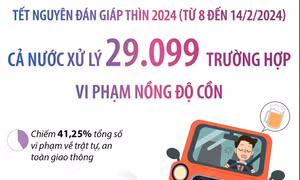 Tết Nguyên đán Giáp Thìn 2024: Cả nước xử lý 29.099 trường hợp vi phạm nồng độ cồn