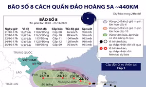 Bão số 8 cách quần đảo Hoàng Sa khoảng 440km