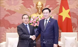 Chủ tịch Quốc hội Vương Đình Huệ tiếp Đại sứ Lào Sengphet Houngboungnuang 