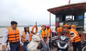 Cán bộ, công chức vượt sông Hồng vào xã đảo Minh Châu
