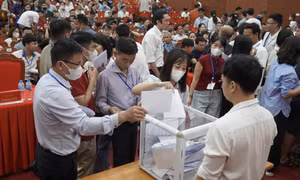 Khách hàng tham gia phiên đấu giá đất tại thôn Bình Xá