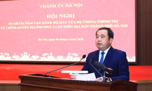 Bí thư Thành ủy Hà Nội Trần Đức Thắng phát biểu kết luận hội nghị.