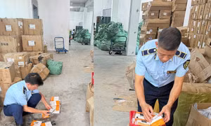 Đội Quản lý thị trường số 1 kiểm tra tại cơ sở cơ sở kinh doanh tại xã Phúc Thịnh.