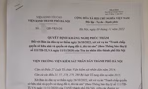 Hà Nội: Kháng nghị hủy án sơ thẩm xử vắng mặt bị đơn