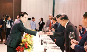 Chủ tịch nước Lương Cường chủ trì tiệc chiêu đãi trưởng đoàn các nước