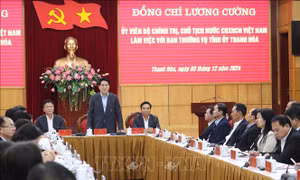 Chủ tịch nước Lương Cường làm việc với Ban Thường vụ Tỉnh ủy Thanh Hóa