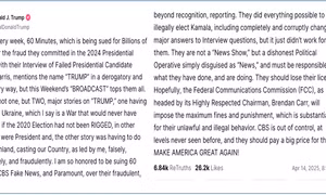 Tổng thống Trump phát cảnh báo cứng rắn với đài CBS và chương trình ‘60 Minutes’