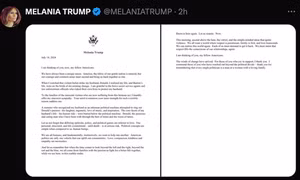Phu nhân ông Trump lên tiếng kêu gọi sau khi chồng bị ám sát ở bang Pennsylvania