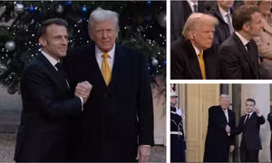 Giải mã cái bắt tay của ông Trump với Tổng thống Pháp khi trở lại sân khấu quốc tế
