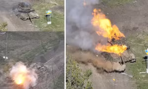 Video UAV cảm tử của Ukraine tấn công xe tăng triệu đô, tiên tiến nhất của quân đội Nga