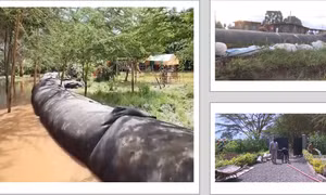 Người dân Kenya bảo vệ tài sản hiệu quả nhờ ngăn nước lũ bằng tường chắn cao su