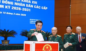 Bầu cử tại khu vực bỏ phiếu số 14, phường Ba Đình, TP Hà Nội (Bộ Quốc phòng)