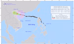 Bão số 3 cách Quảng Ninh, Thái Bình khoảng 150 km về phía Đông Đông Nam