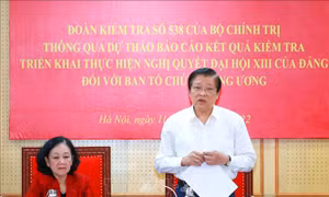 Đoàn kiểm tra số 538 của Bộ Chính trị làm việc với Ban Tổ chức Trung ương