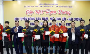Hải Dương: Tuyên dương đội tuyển bóng bàn thi đấu xuất sắc trong năm 2024