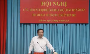 Công bố quyết định kiểm tra của Bộ Chính trị đối với Ban Thường vụ Tỉnh ủy Bến Tre