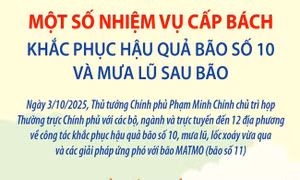 Một số nhiệm vụ cấp bách khắc phục hậu quả bão số 10 và mưa lũ sau bão