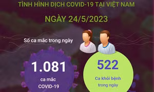 Ngày 24/5/2023: Cả nước ghi nhận 1.081 ca COVID-19 mới, 522 F0 khỏi bệnh