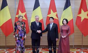 Chủ tịch nước Lương Cường chủ trì chiêu đãi trọng thể Nhà vua Bỉ