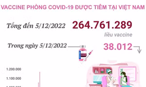 Hơn 264,761 triệu liều vaccine phòng COVID-19 đã được tiêm tại Việt Nam