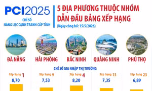 5 địa phương thuộc nhóm dẫn đầu bảng xếp hạng PCI 2025