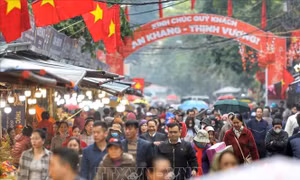 Đông đảo người dân đi lễ Phủ Tây Hồ đầu năm