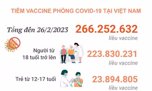 Tình hình tiêm vaccine phòng COVID-19 tại Việt Nam tính đến hết ngày 26/2/2023