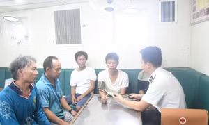 Tàu Hải quân cứu nạn thành công 5 ngư dân trên tàu cá Bình Định