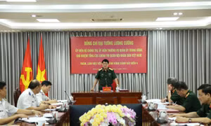 Đại tướng Lương Cường - Ủy viên Bộ Chính trị, Ủy viên Thường vụ Quân ủy Trung ương, Chủ nhiệm Tổng cục Chính trị QĐNDVN phát biểu buổi làm việc