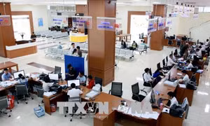 Hoạt động giải quyết các thủ tục hành chính tại Trung tâm hành chính công tỉnh Thái Bình. Ảnh: Thế Duyệt/TTXVN