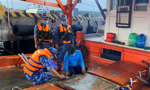 Cảnh sát biển bắt giữ tàu chở 60.000 lít dầu DO không rõ nguồn gốc