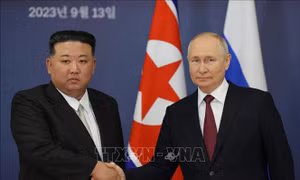 Các nhà lãnh đạo Triểu Tiên, Nga trao đổi thư chúc mừng nhân kỷ niệm 75 năm thiết lập quan hệ ngoại giao