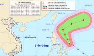 Do ảnh hưởng của siêu bão Surigae, Bắc Biển Đông biển động mạnh, sóng biển cao 4m