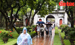 Sĩ tử 'đội mưa' đến Văn Miếu, đền Ngọc Sơn 'cầu may' 