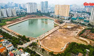 Hồ Đồng Bông 2 dần hoàn thiện, tăng khả năng chống ngập phía Tây Hà Nội