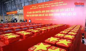 Thành kính tiếp nhận 13.563 mẫu hài cốt liệt sĩ tại sân bay Gia Lâm