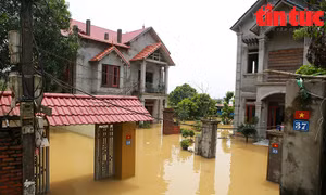 Dân cư ở gần sông Cà Lồ, Sóc Sơn vẫn bị cô lập bởi nước lũ 