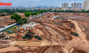 Tăng tốc thi công hồ điều hòa Mễ Trì, giảm áp lực ngập úng khu vực phía Tây Hà Nội