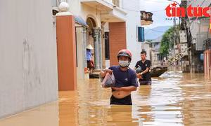 Người dân thôn Bùi Xá ngâm mình sống trong nước lũ