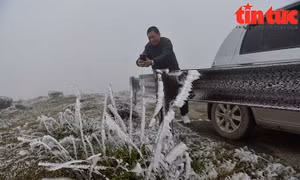 Người dân thích thú lên Mẫu Sơn ngắm băng tuyết