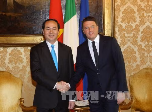 Chủ tịch nước Trần Đại Quang hội kiến Thủ tướng Italy ảnh 1