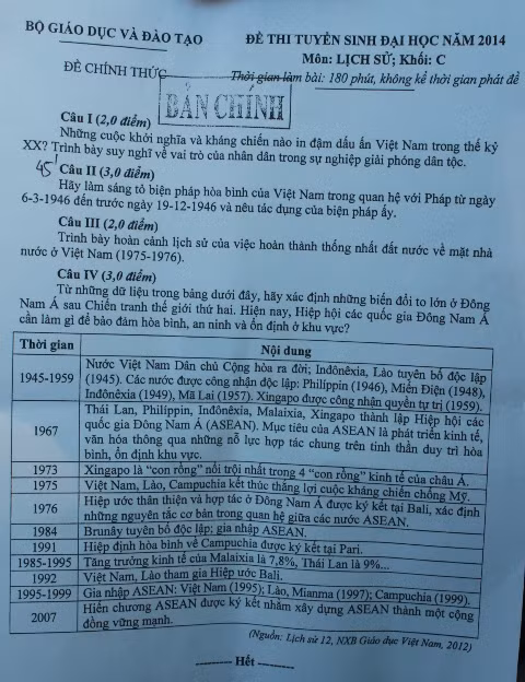 Thí sinh bất ngờ với đề sử “lạ” ảnh 1