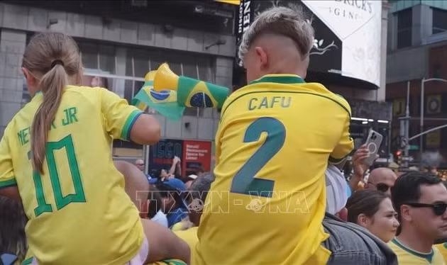 Cổ động viên Brazil . Ảnh: Thanh Tuấn - Phóng viên TTXVN tại Mỹ