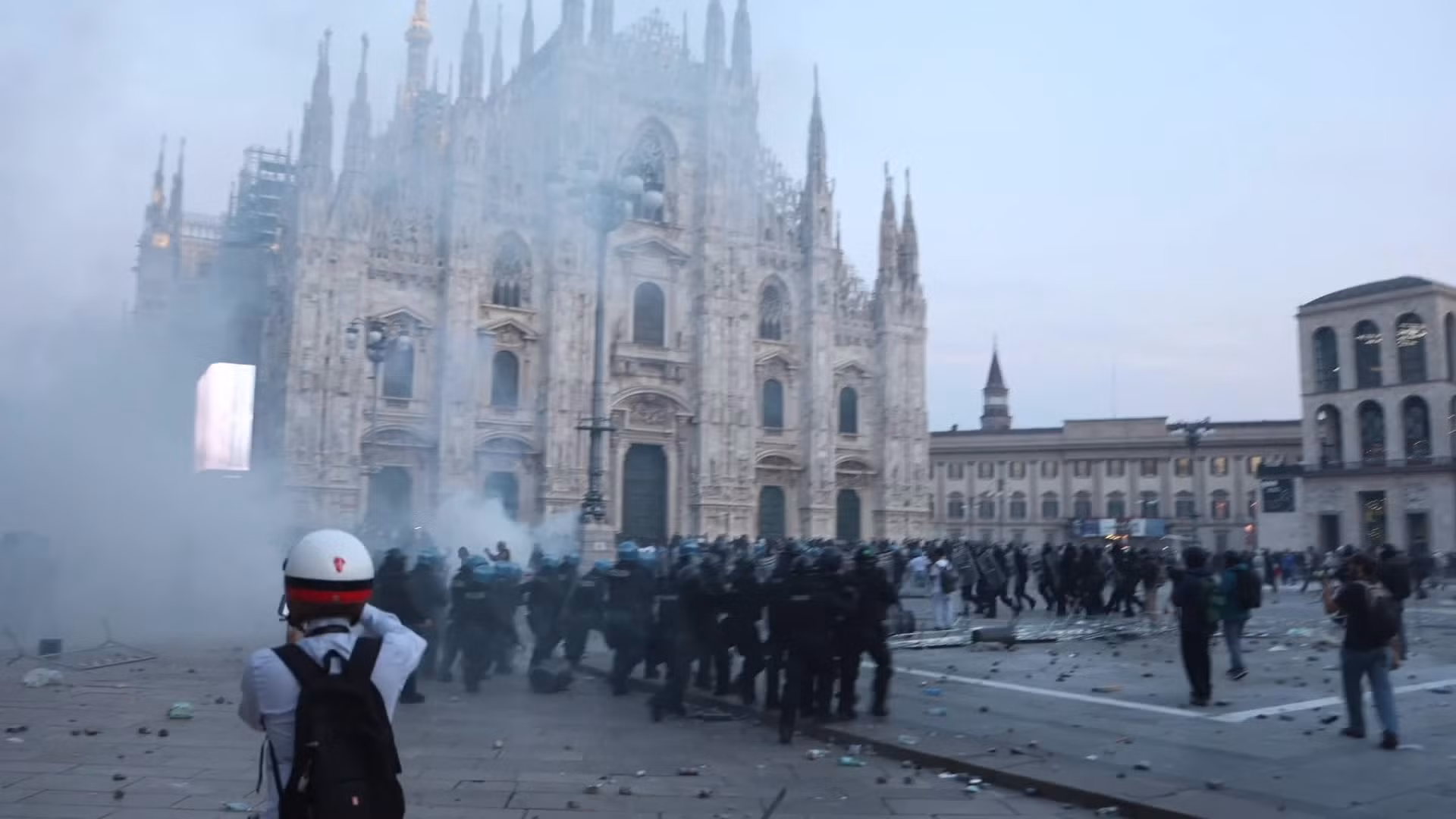 Biểu tình ở Milan, Italy ngày 17/10. Ảnh: Tân Hoa xã