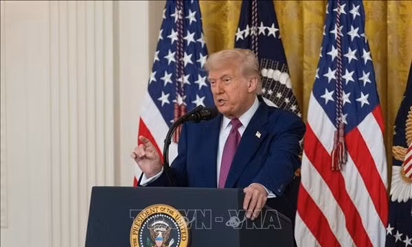 Tổng thống Mỹ Donald Trump phát biểu tại một sự kiện ở Nhà Trắng, Washington, D.C., Mỹ. Ảnh: THX/TTXVN phát