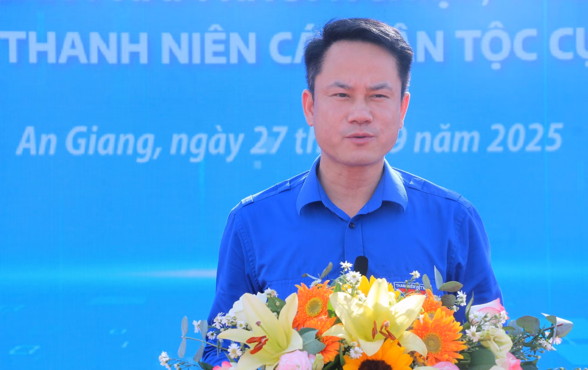 Anh Nguyễn Kim Quy, Ủy viên Ban Thường vụ, Trưởng Ban Công tác Thanh, thiếu nhi Trung ương Đoàn, Phó Chủ tịch Thường trực Hội Liên hiệp Thanh niên Việt Nam phát biểu khai mạc triển lãm.