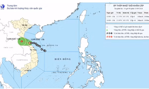 Áp thấp nhiệt đới gây gió mạnh, sóng cao trên vùng biển Nam Nghệ An - Quảng Trị