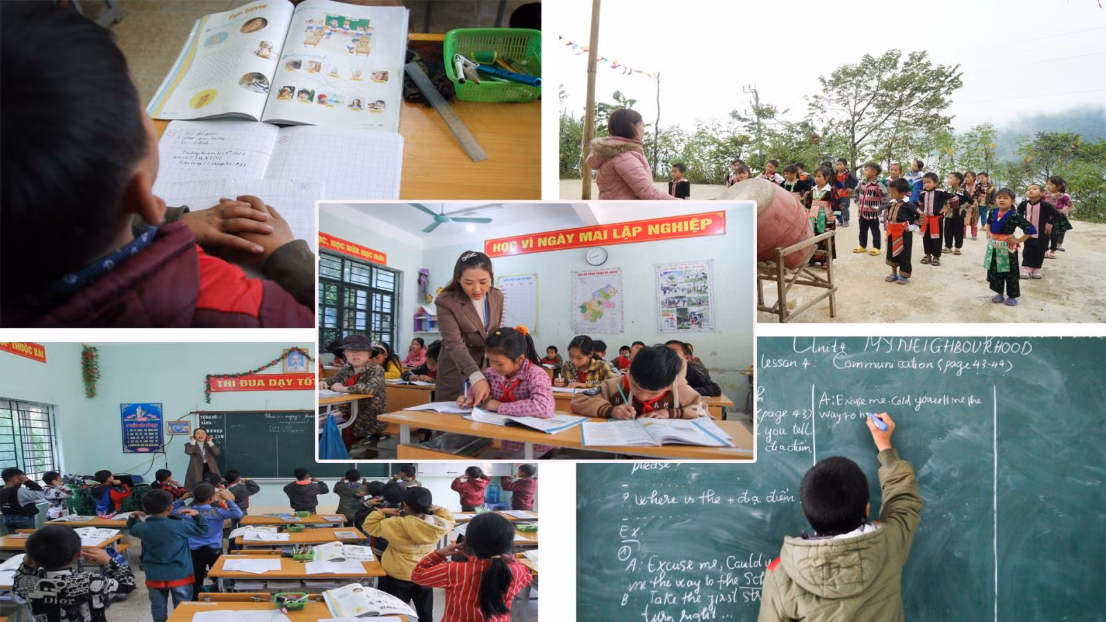 Những tiết học tại các trường tiểu học vùng cao Hà Giang, Nghệ An. Ảnh: TTXVN.
